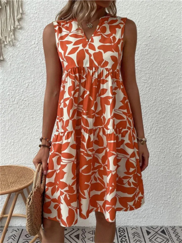 Damen schickes ärmelloses Sommerkleid in frischen Farben für einen femininen Sommerlook









