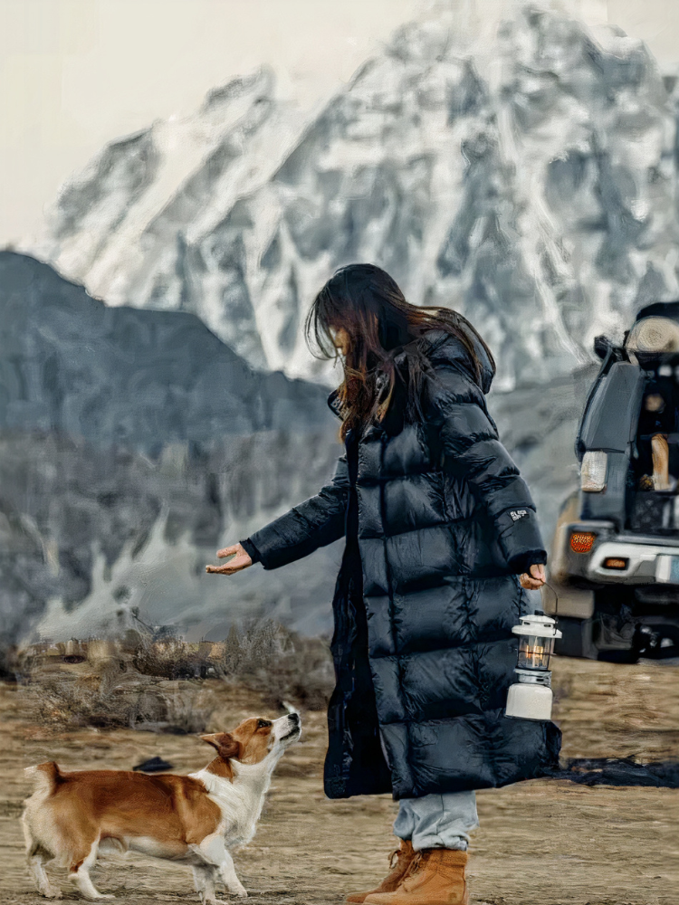 Damen schwarze gesteppte Winterjacke, stilvoller und warmer Begleiter für den Winter