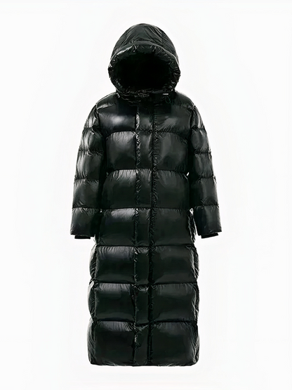 Damen schwarze gesteppte Winterjacke, stilvoller und warmer Begleiter für den Winter