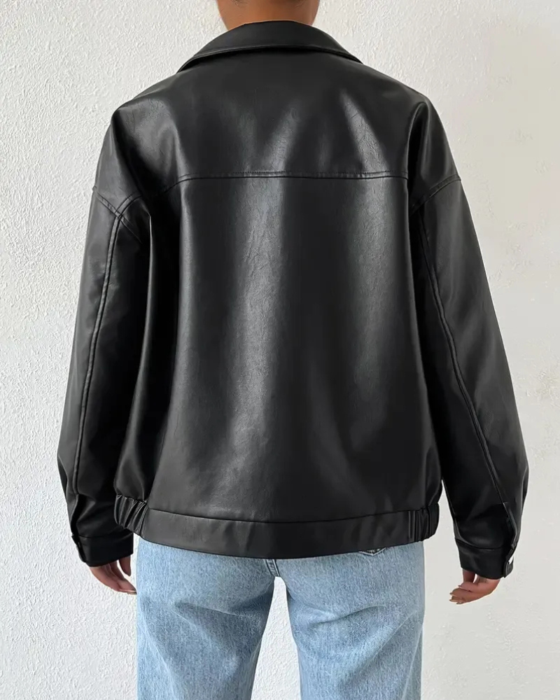 Damen schwarze trendige Jacke mit modernem Schnitt und vielseitigem Design