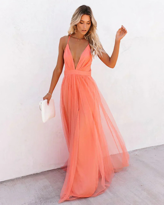Damen elegantes Spitzen-Abendkleid mit Maxilänge und feiner Optik für besondere Anlässe