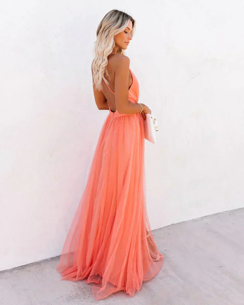 Damen elegantes Spitzen-Abendkleid mit Maxilänge und feiner Optik für besondere Anlässe