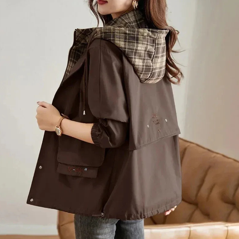 Damen stilvolle Kapuzenjacke, moderne Freizeitjacke mit Kapuze