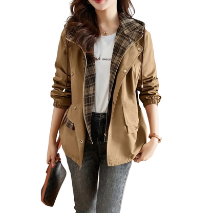 Damen stilvolle Kapuzenjacke, moderne Freizeitjacke mit Kapuze