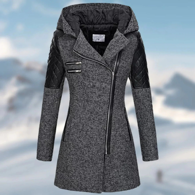 Damen stilvolle warme Kapuzenjacke, ideal für kalte Tage und vielseitige Winteroutfits