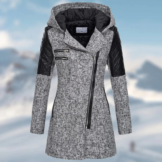 Damen stilvolle warme Kapuzenjacke, ideal für kalte Tage und vielseitige Winteroutfits
