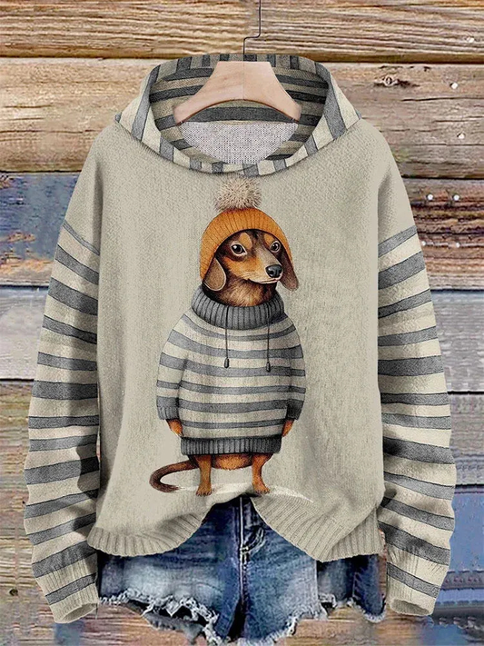 Damen stilvoller Hoodie mit Hunde-Print, bequem und fröhlich für Alltag und Freizeit