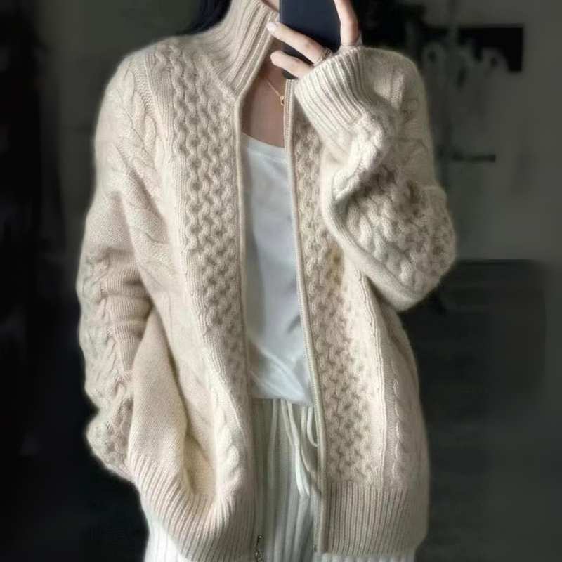 Damen-Strickjacke mit Reißverschluss in stilvollem und zeitlosem Design