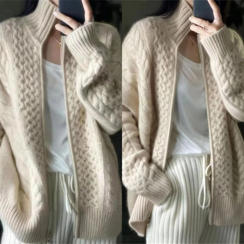 Damen-Strickjacke mit Reißverschluss in stilvollem und zeitlosem Design