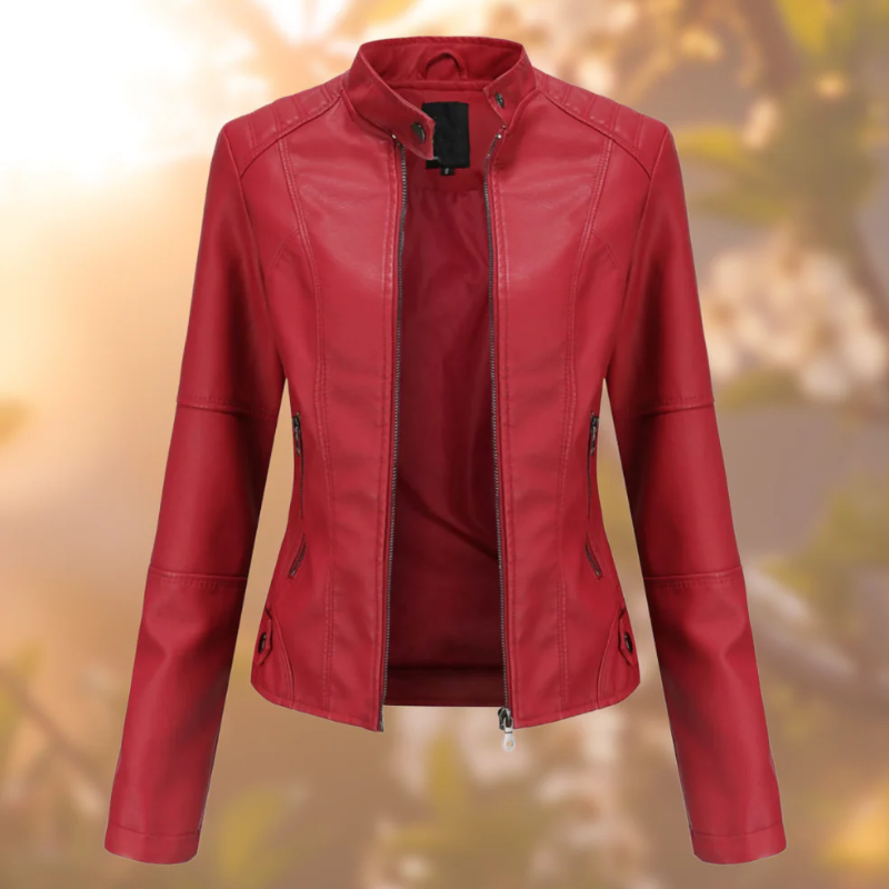 Damen stylische Bikerjacke mit modernem Schnitt und ausdrucksstarkem Design