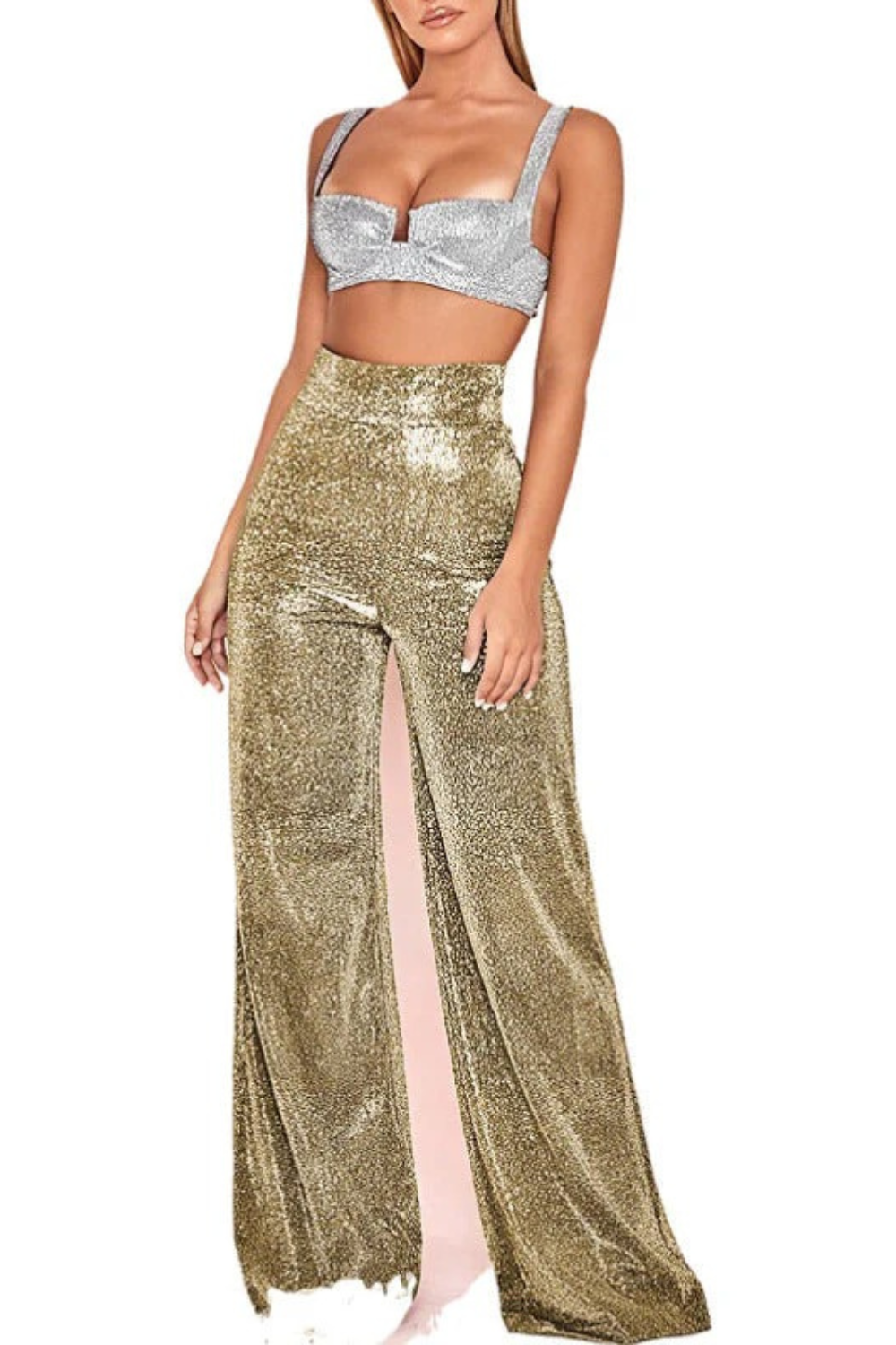 Damen stylische Glitzerhose mit modernem Schnitt, ideal für glamouröse Outfits bei besonderen Anlässen.