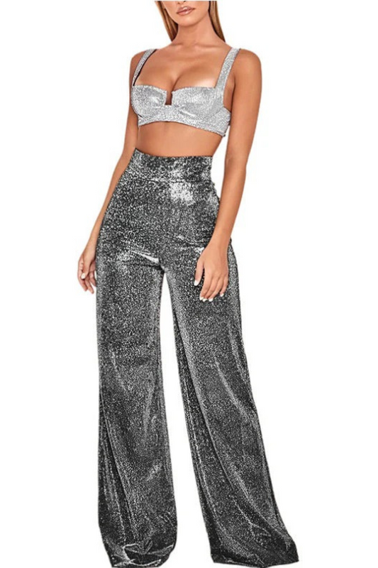 Damen stylische Glitzerhose mit modernem Schnitt, ideal für glamouröse Outfits bei besonderen Anlässen.