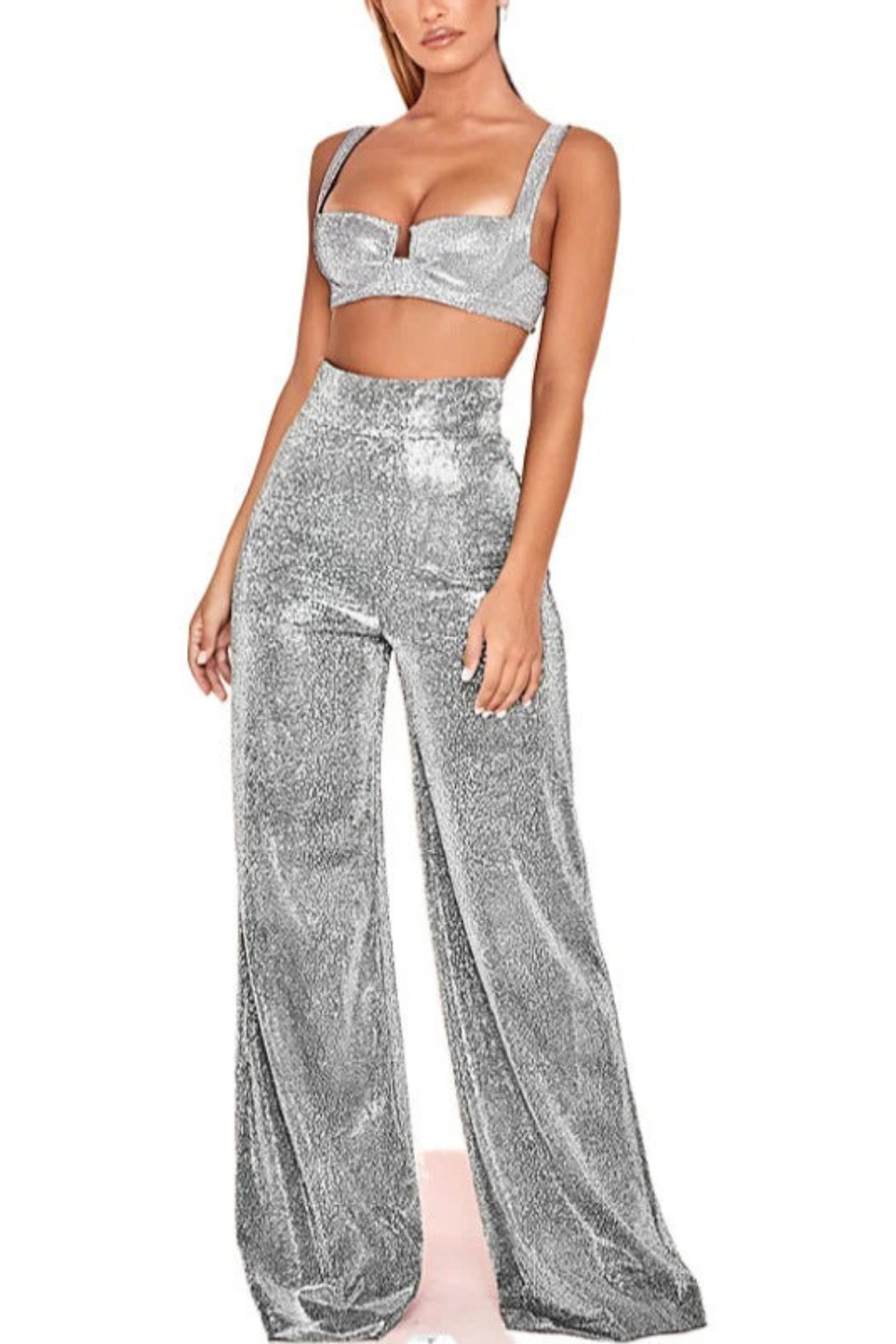 Damen stylische Glitzerhose mit modernem Schnitt, ideal für glamouröse Outfits bei besonderen Anlässen.