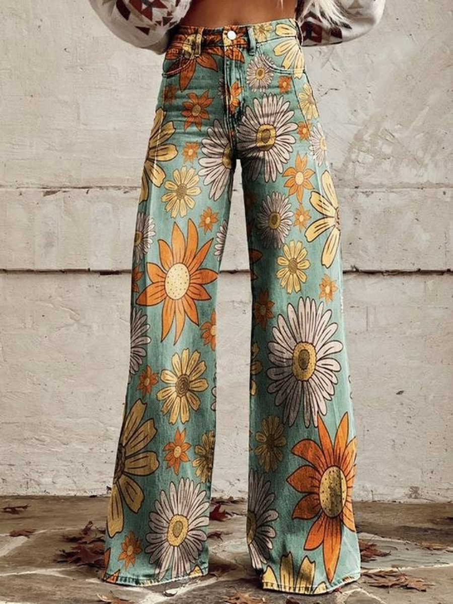 Damen stylische Jeanshose mit weitem Bein für moderne und vielseitige Looks