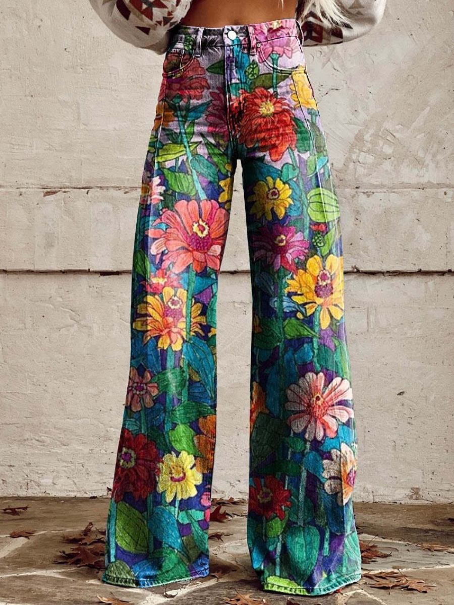 Damen stylische Jeanshose mit weitem Bein für moderne und vielseitige Looks