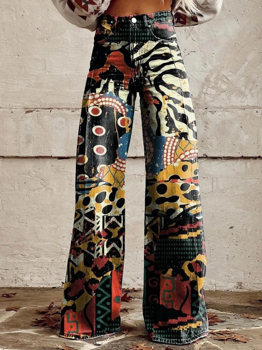 Damen stylische Jeanshose mit weitem Bein für moderne und vielseitige Looks