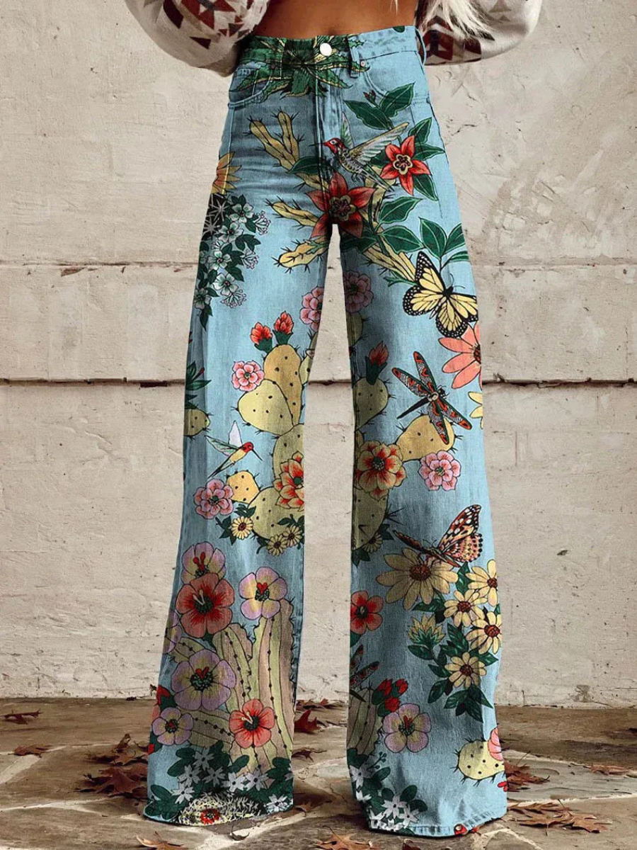 Damen stylische Jeanshose mit weitem Bein für moderne und vielseitige Looks