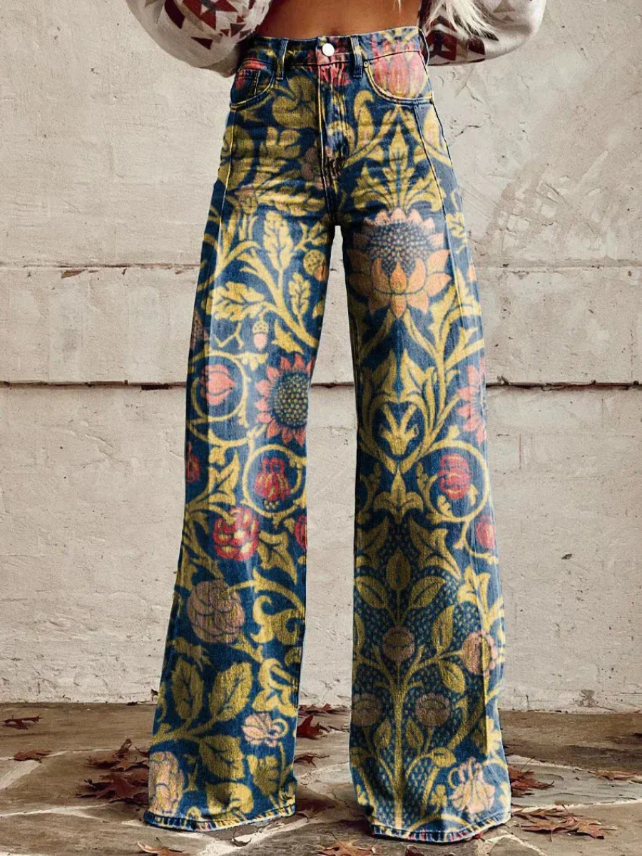 Damen stylische Jeanshose mit weitem Bein für moderne und vielseitige Looks