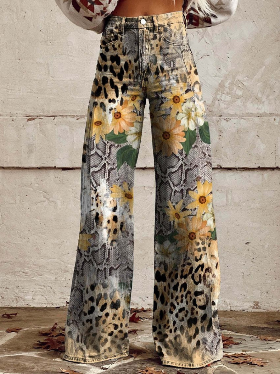 Damen stylische Jeanshose mit weitem Bein für moderne und vielseitige Looks