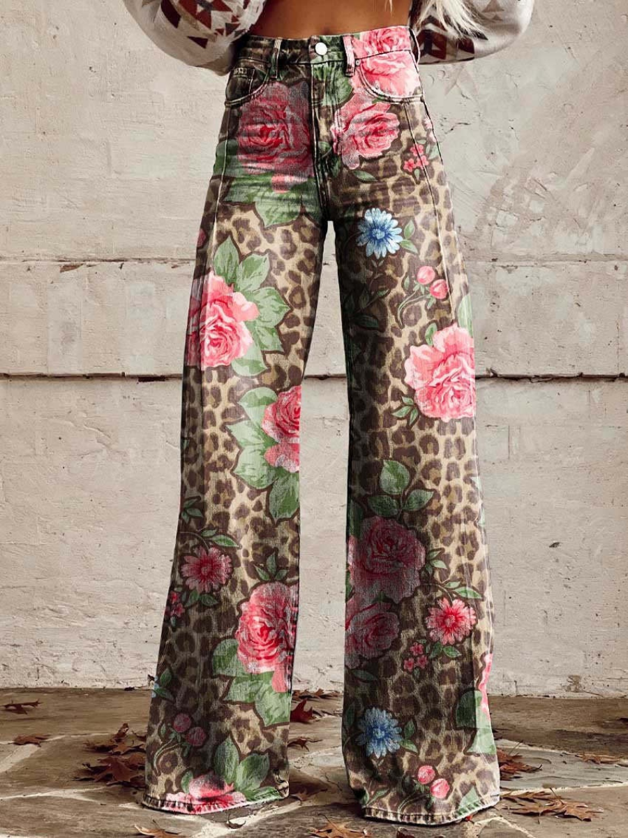 Damen stylische Jeanshose mit weitem Bein für moderne und vielseitige Looks