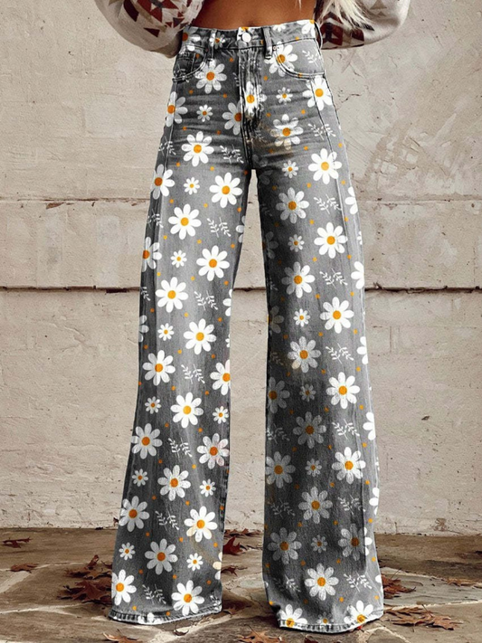 Damen stylische Jeanshose mit weitem Bein für moderne und vielseitige Looks
