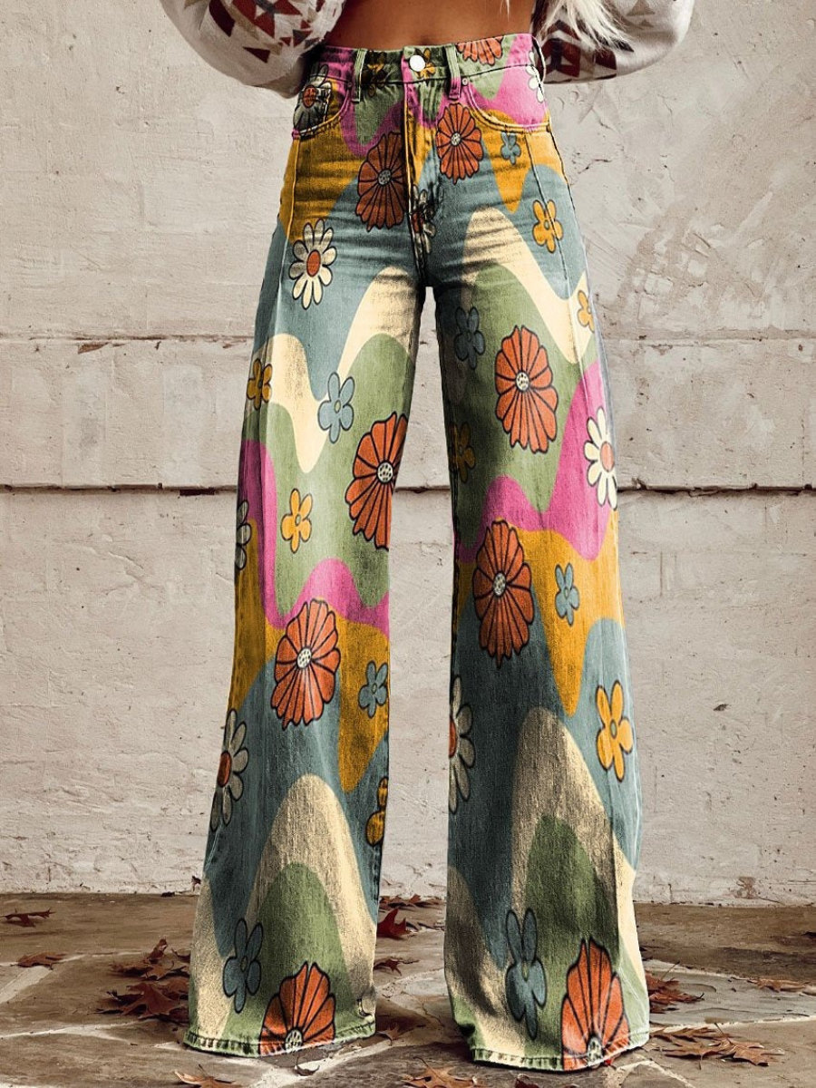 Damen stylische Jeanshose mit weitem Bein für moderne und vielseitige Looks