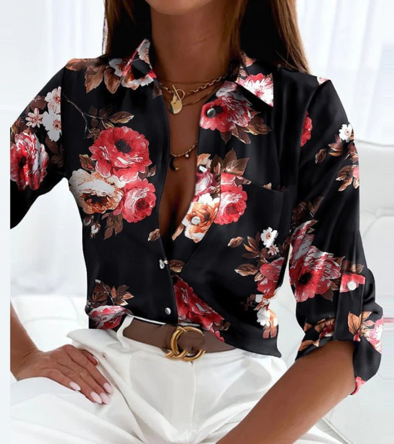  Damen stylische Langarmbluse in modernem Schnitt, geeignet für elegante Outfits im Alltag oder bei besonderen Anlässen.

