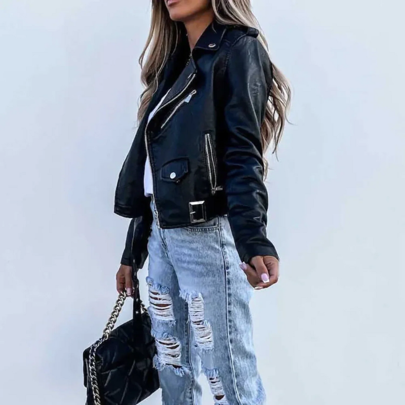 Damen stylische Moto-Jacke in modernem Design
