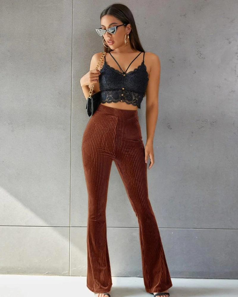  Damen stylische Schlaghose mit weitem Bein im modernen Look