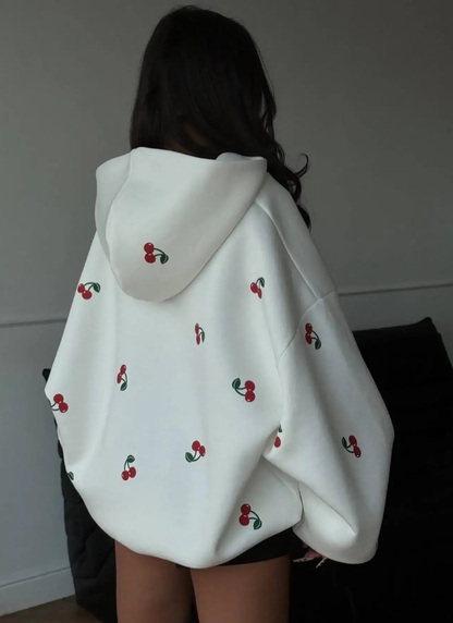 Damen trendiger Kirsch-Hoodie mit fröhlichem Kirsch-Motiv für komfortable und stylische Outfits