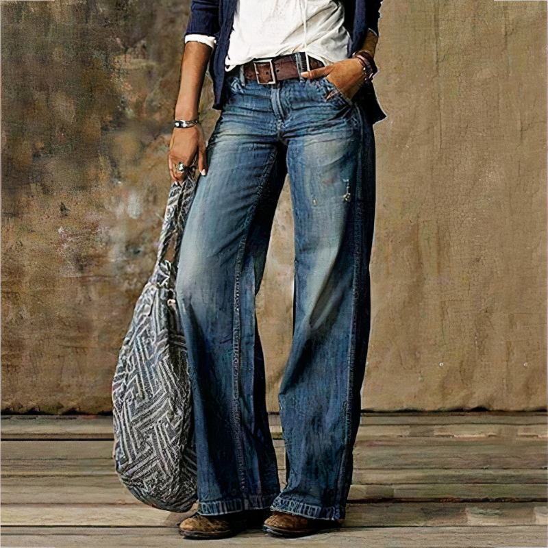Damen Vintage-Denim-Jeans im klassischen Stil für Alltag und Freizeit