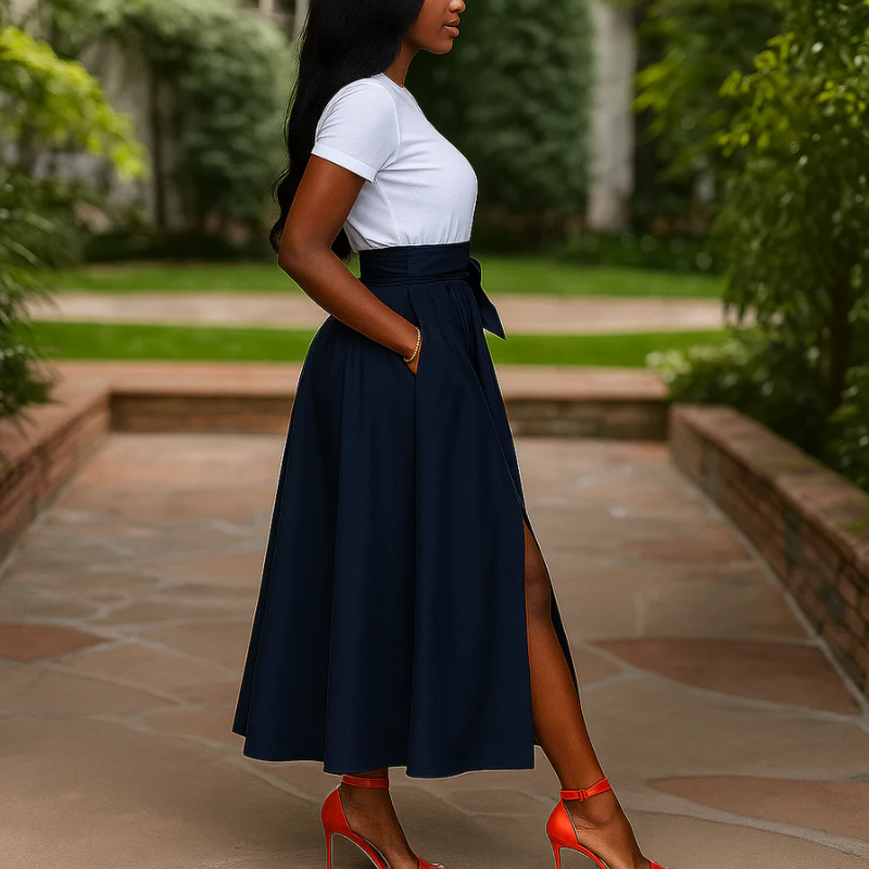 Damen Vintage Eleganter Maxirock mit zeitloser Silhouette und vielseitigem Look