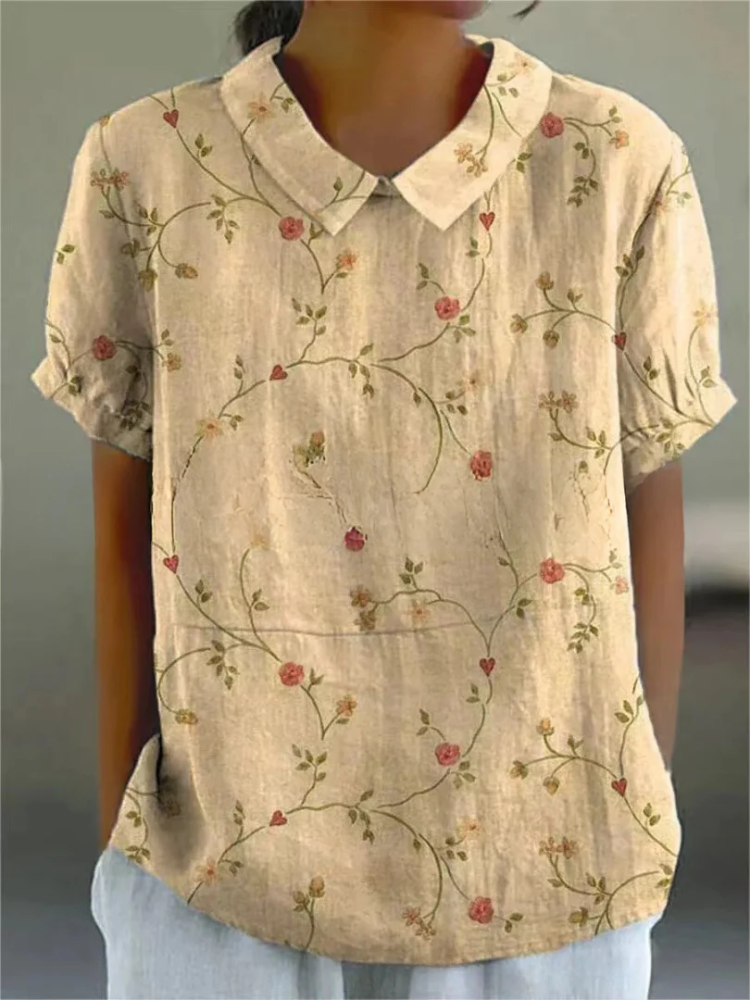 Damen Vintage geblümte Sommerbluse kurzarm für femininen Sommerlook









