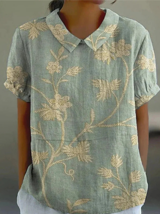 Damen Vintage geblümte Sommerbluse kurzarm für femininen Sommerlook









