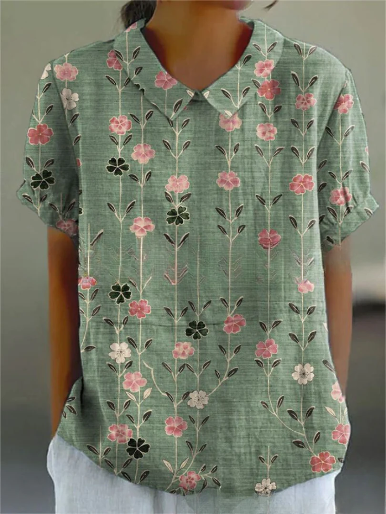 Damen Vintage geblümte Sommerbluse kurzarm für femininen Sommerlook









