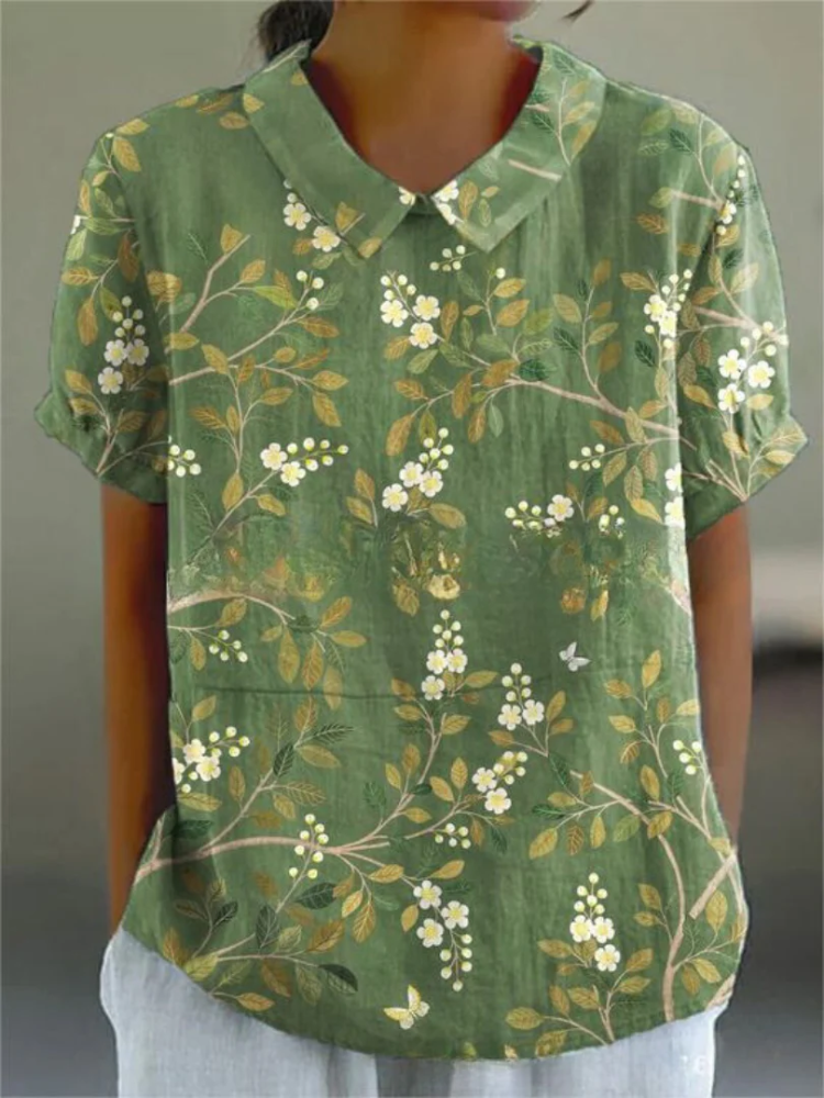 Damen Vintage geblümte Sommerbluse kurzarm für femininen Sommerlook









