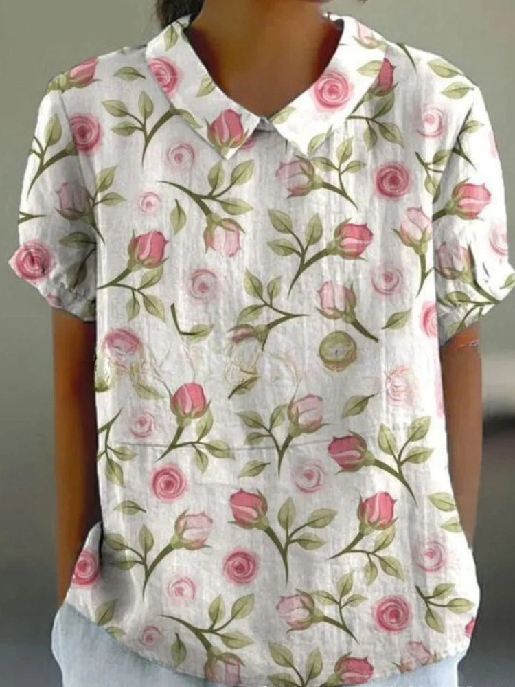 Damen Vintage geblümte Sommerbluse kurzarm für femininen Sommerlook









