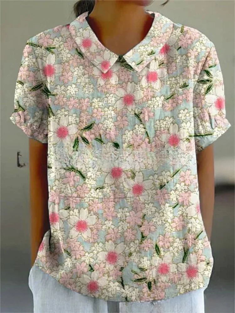 Damen Vintage geblümte Sommerbluse kurzarm für femininen Sommerlook









