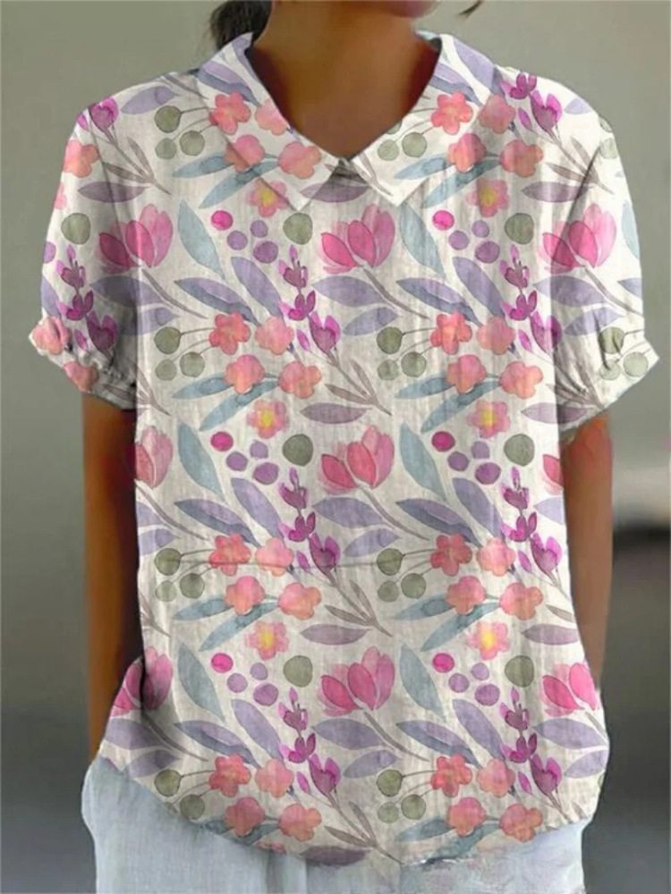 Damen Vintage geblümte Sommerbluse kurzarm für femininen Sommerlook









