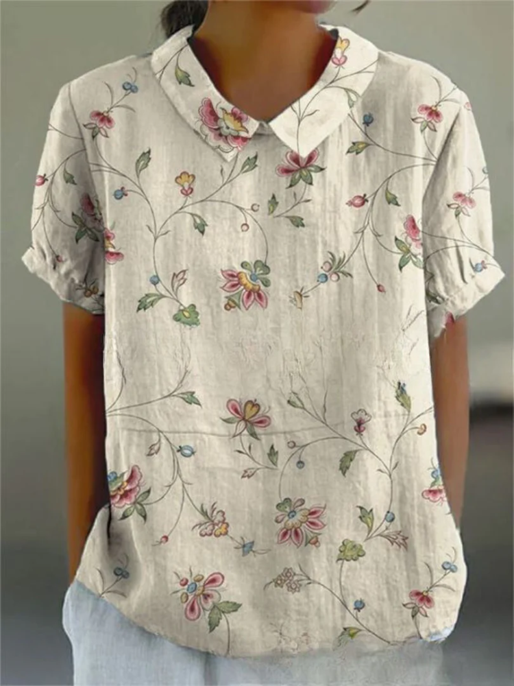 Damen Vintage geblümte Sommerbluse kurzarm für femininen Sommerlook









