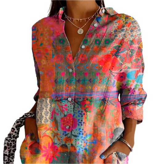 Damen Vintage geblümte Sommerbluse Long für feminine und stilvolle Sommer-Outfits