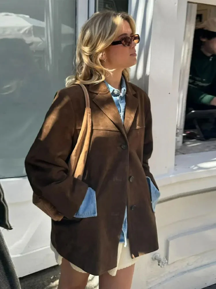 Damen Vintage-Herbstmantel im Oversize-Stil für kühle Herbsttage