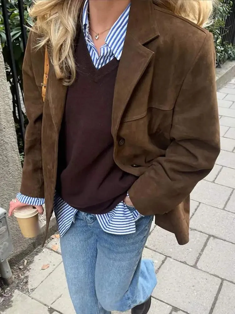 Damen Vintage-Herbstmantel im Oversize-Stil für kühle Herbsttage