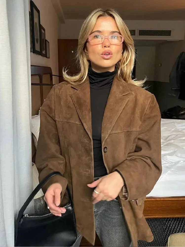 Damen Vintage-Herbstmantel im Oversize-Stil für kühle Herbsttage