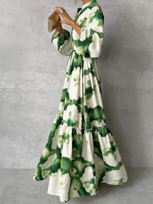 Damen Vintage Kleid mit langen Ärmeln in elegantem Schnitt für Alltag und besondere Anlässe.