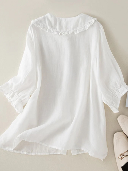 Damen Vintage-Kurzarmbluse mit klassischem Schnitt und feinen Details