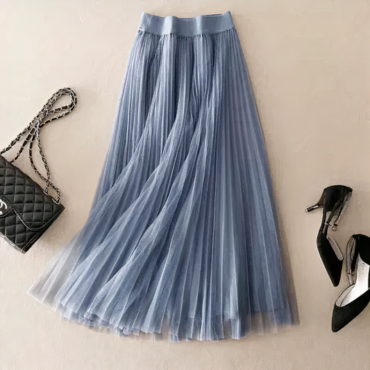 Damen Vintage langer Tüllrock mit fließendem Design und zeitloser Ausstrahlung