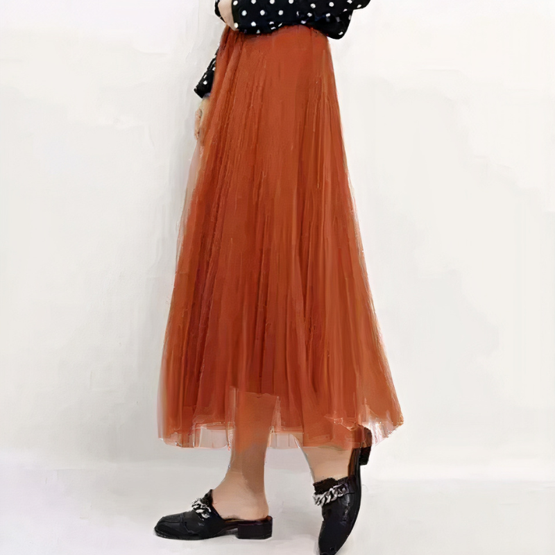 Damen Vintage langer Tüllrock mit fließendem Design und zeitloser Ausstrahlung