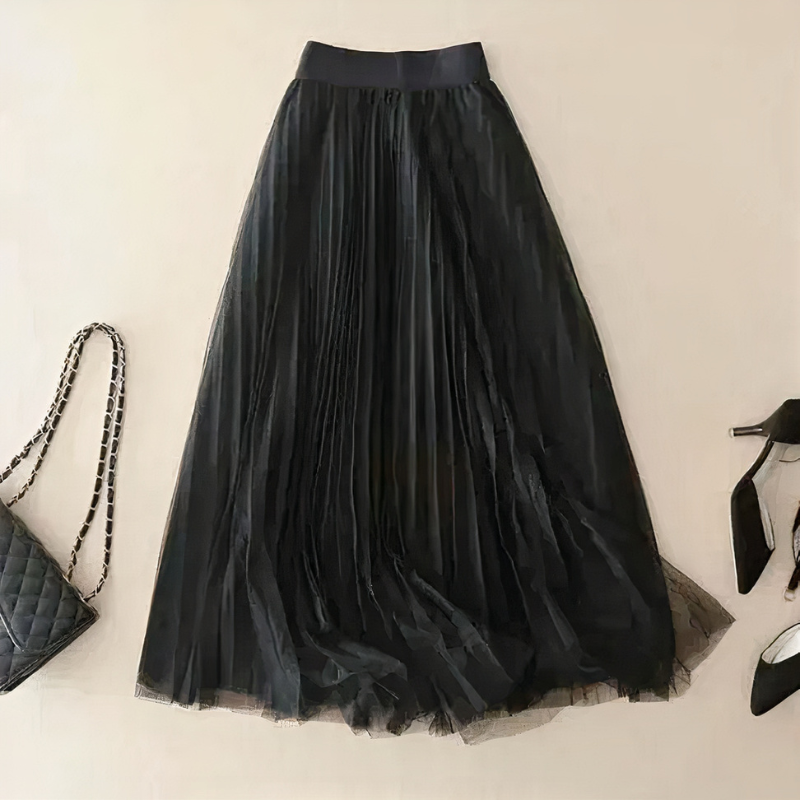 Damen Vintage langer Tüllrock mit fließendem Design und zeitloser Ausstrahlung