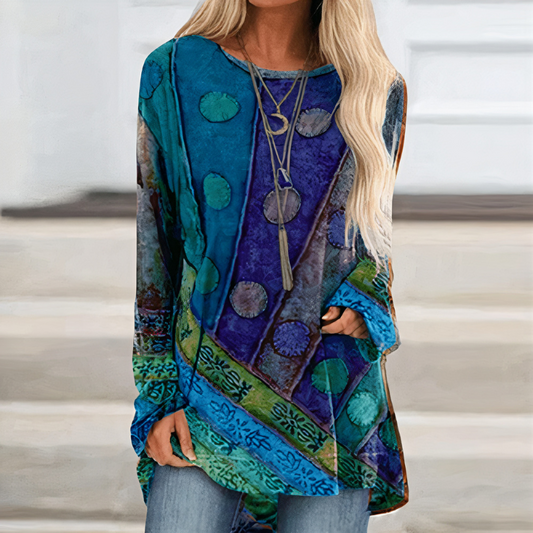 Damen Vintage-Leichtbluse mit lockerem Schnitt und zeitlosem Design